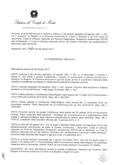 Linee indirizzo percorsi diagnostico terapeutici assistenziali 2017